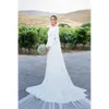 Biała satyna 2023 suknie ślubne plażowe seksowne sukienki ślubne ślubne bez pleców długie rękawy sukienka syrenka vestidos de noiva