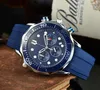 Man Watch 2022 New Six Stitches Luxury Mens 시계 모든 다이얼 작업 쿼츠 시계 고품질 최고 브랜드 크로노 그래프 시계 고무 벨트 남성 패션 액세서리 선물