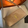 Novas bolsas de grife Baguette Shouder Bag Even Crossbody Sly Handbags Crocodile Grain Leather Womens Handbag Pruse Letters Underarm Bag