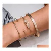 Armreif 4 Teile/satz Punk Gold Armband Set Böhmischen Geometrischen Schmuck Mädchen Party Geschenk Drop Lieferung Armbänder Dhepj