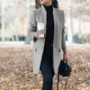 Mulheres Trench Coats Mulheres Trench Long Coat Inverno Primavera Lapela Manga Longa Casacos Escritório Senhoras Sólidas Slim Overcoat Outwear Abrigo Mujer 230215