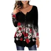 レディースブラウスシャツ3XLプラスサイズの花柄のチュニックファッションラウンドネック女性ボタンカジュアルスプリングシャツ服トップミュージャー230214