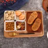 プレート長方形の木製ティートレイサービングテーブルプレートフルーツケーキ保管料理エルホームソリッドウッドパレット