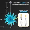 Glans kroonluchter blauwe bollamp hedendaagse handgemaakte geblazen glazen kroonluchter lichte plafondverlichting voor moderne minimalistische villa hotel lobby gang LR1472-2