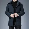 Men's Down Mid Length Jacket Coat Korean Version 2023 Winter Thickening Loose