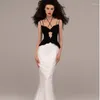 Vestidos de trabalho 2023 Autumn Duas peças Conjunto de bandagem feminina Sexy Halter Halter Backless Crop Top Mermaid Wedding for Bride