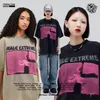 Herr t-shirts American Street Rock Pentagram Summer Men's New Product Wash Kort ärm T-shirt