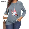 T-shirt grande taille pour femmes hiver fête de Noël bonhomme de neige T-shirt imprimé animal chemise décontractée à manches longues col rond femme t-shirt hauts 6XL vêtements grande taille 230215