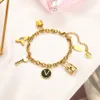 Fashionable Chain Bracelets Women Bangle 18K Gold Plated Stainless steel Crystal Lovers Gift Wristband Cuff Chain Designer Jewelry With box