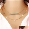 Pendant Necklaces String Tassel Bar Mtilayer Necklace Vintage Boho Turquoise Beads Pendants Long Charms Chains Drop Delivery Jewelry Dhdbt
