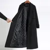 Damen-Trenchcoats Schwarzer Mantel für Damen, mittellang, High-End, doppelseitiger Kaschmir, Herbst- und Winterverdickung, Wolle 230215