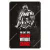Gym Metal Painting Sign Home Decoration Wall Art Iron Sign Never Give Up Text Tin Plate Pain Gain Motivational Quote Iron Plaque Poster 20cmx30cm Woo