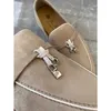 Loropiana Desiner Shoes Online Lucky New Sude's Women's Leather Flat Bottom Комфортное мягкое повседневное B9WI