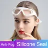 occhialini da nuoto con montatura grande con tappi per le orecchie Occhiali trasparenti HD Antiappannamento Silicone impermeabile Uomo Donna Occhiali da nuoto per adulti 230215