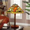 테이블 램프 BOCHSBC TIFFANY LAMP RED GOLD 생선 스테인드 글라스 구리 프레임 데스크 조명 장식 아트 레트로 클래식 조명 18 인치