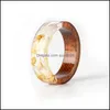 Ringos de banda Ring Wood Ring Ring Transparent Epoxy Fashion Fashion Handmade Flor Wedding Jewelry Love for Women Drop Delivery Dhbdx