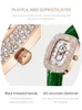 Horloges OLEVS dames quartz horloge luxe volledige diamanten wijzerplaat waterdichte groene lederen band mode quartz dameshorloge 230215