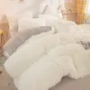 Bedding sets Winter Bedding Thicken Long Shaggy Duvet Cover Yellow Soft Thick Fluffy Warm Modern Soft Luxury Comforter Velvet Quilt Cover 230214