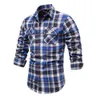 Мужские повседневные рубашки Aiopeson фланелевая клетка для двойного кармана с длинным рукавом мужская клетчатая блузка осень базовая социальный 230214