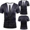 Camisetas para hombres Camiseta sin mangas Chaleco para hombres Traje 3d Corbata Impreso Camisa social Ropa Hombre Transpirable Cuello redondo