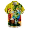 Mäns casual skjortor 2023 Loose Breattable 3D Print trendig cool mode Hawaiian Beach Party Tops Kort ärmar Summer Men's Tee