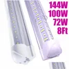 Led Tubes Integrated Tube Light T8 Shop Lights Hanging Or Surface Mount High Output 100Watt 10000 Lumens 6500K Cold White 8 Feet 25 Dh6R1