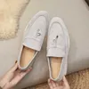 Desiner loropiana sapatos online lp lefu sapatos femininos primavera e outono novo couro genuíno solo solo britânico estilo slip-on lazy shoes casual sola plana solteira solteiro