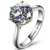 サイドストーン付きIOGOU Luxury Engagement Ring 4CT Solitaire 925 Sterling Silver Diamond Weddingring for GRA証明書230214