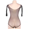 Combinaisons pour femmes Barboteuses Body à épaules dénudées Body en résille à manches longues Transparent Femme Bodycon Jumpsuit Noir Rouge RW80877 230214