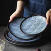 Tallrikar japanska styletableware hushåll keramisk platta frukost underglasyr färg skål ben platt grunt