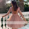 Party Dresses A-line Short Prom 2023 Scoop Neck Long Sleeves Shiny Cocktail Backless Knee Length Gowns Graduation