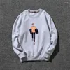 Erkek Hoodies Sweatshirt Yuvarlak Boyun Külot Kapşonsuz Gençlik Moda Karikatür Bahar ve Sonbahar İnce Dipli Gömlek