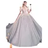 2023 Luksusowa suknia balowa sukienki ślubne koronkowe Kryształowe suknie ślubne Suknie ślubne syrena z zamiatającymi pociągiem satynową sukienkę panny młodej
