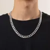 Pendant Necklaces Layered Chunky Chain With Rhinestone Lock Necklace Men Trendy Thick Stainless Steel Choker 2023 Fashion Jewelry