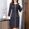 Casual Dresses Casual Aesthetic Elegant Madi Dress for Women Winter Vintage Printed Midi Dresses Bodycon Korean Fashion Luxury Female Clothing 230215