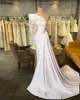 Unique One Shoulder Mermaid Wedding Dresses For Bride Sexy See Through Side Lace Trumpet Bridal Gowns Modern Satin Long Train Second Reception Dress Robes CL1841