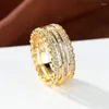 Обручальные кольца изящный маленький хрустальный роскошь для женщин Золотой цвет белый циркон каменное обещание обручальное кольцо женское ювелирные изделия