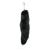 Keychains Real Tail 13.8in Black White Raccoon Fur Cosplay Toy Handväska Tillbehör Key Chain Ring Hook Tassels Fashion