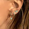 Hoepel oorbellen roestvrijstalen kubieke zirkonia bloem voor vrouwen blauwe punk hanger oorrang bruiloft kraakbeen piercing sieraden