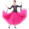 Stage Wear Dance Practice Kostuums Ballroomjurk voor vrouwen Competitie Jurken Standaard dansende kleding lange mouwen