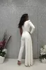 Chic Boho Jumpsuit Wedding Dress 2023 With Overkskrit White Satin Lace Beach Bohemain Rustic Civil Bride Dress One Shoulder Robe De Mariee Women Vestidos de Novia