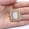 Pendant Necklaces GuaiGuai Jewelry White Shell Virgin Mary CZ Micro Pave Rectangle Shape Chain Necklace For Women 18" Cute Lady