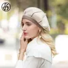 Czapki czapki czapki fs 100% wełny berety dla jesiennych zimowych białych francuskich artystów kapelusz vintage dziewczęta malarz hats beret femme femme ciepła czapka 230215