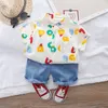 Baby Summer Clothing Toddler Kids Baby Boy Clothes Print Short Sleeve Shirt Tops Pants 2Pcs Outfits