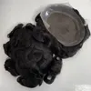 Pezzo di capelli umani vergini brasiliani Australia Toupee 1b # 32mm Pizzo ondulato con unità perimetrali in PU per uomo
