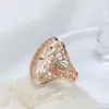 Bröllopsringar Gulkina Luxury National Style Women's Ring 585 Rose Gold Color Carved Horse Eye Vintage Utsökta smycken