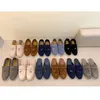 Zapatos de diseñador de Italia Loropiana Zapatos clásicos de gamuza con un pie, planos, informales, zapatos individuales de cuero Lp, zapatos holgados para amantes, zapatos afortunados para mujer FUFA