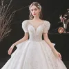 Wedding Dress Other Dresses Luxury Princess Puff Sleeves Scoop-Neck Lace Beading Sequins Shiny Starry Sky Illusion Tail French Bridal Gown