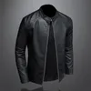 Мужские куртки большого размера, осеннее модное трендовое пальто, тонкий воротник-стойка, мотоциклетная кожаная куртка, мужской красивый топ из искусственной кожи 5XL 230215