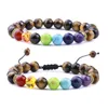 Urok bransolety 8 mm Stone Kamienne Tygrysy Eye 7 Chakras Bead DIY Uzdrawianie Nce Kulki Reiki Bransoletka dla kobiet mężczyzn Friend Biżuteria Drop de dhxry